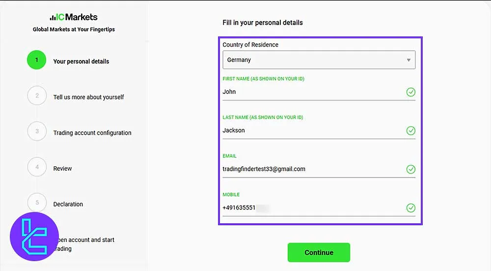 IC Markets EU form