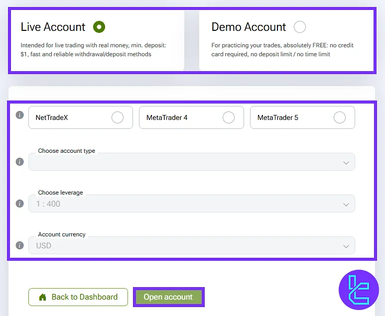 IFC Markets platform and account