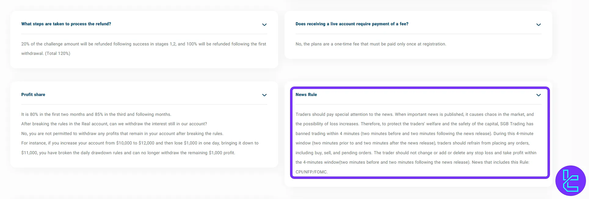 SGB Tading news trading rule