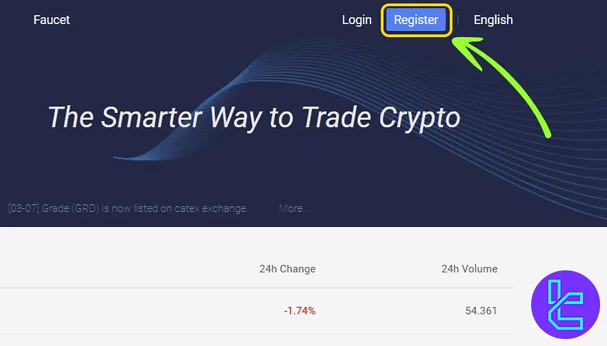 Catex signup homepage