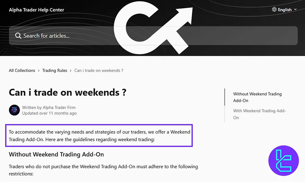 Alpha Trader Weekend Rules