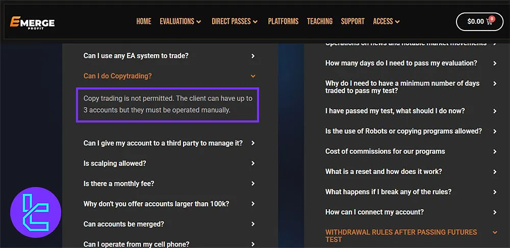 Emerge Profit Copy Trading Restriction