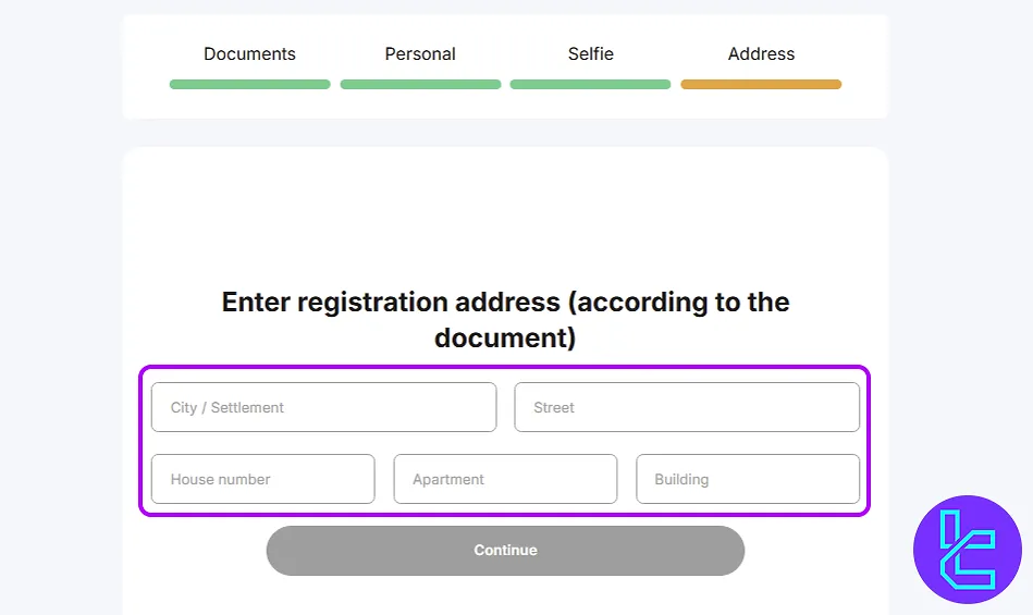 Enter a full address for PointPay KYC