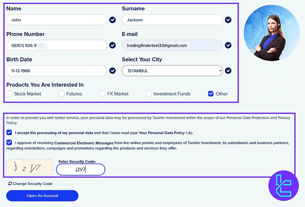 Tacirler Yatırım Registration Form