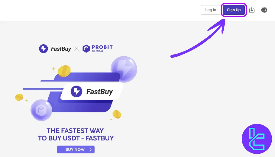 Navigating to exchange official homepage for ProBit signup