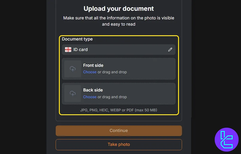 Deepcoin KYC upload ID