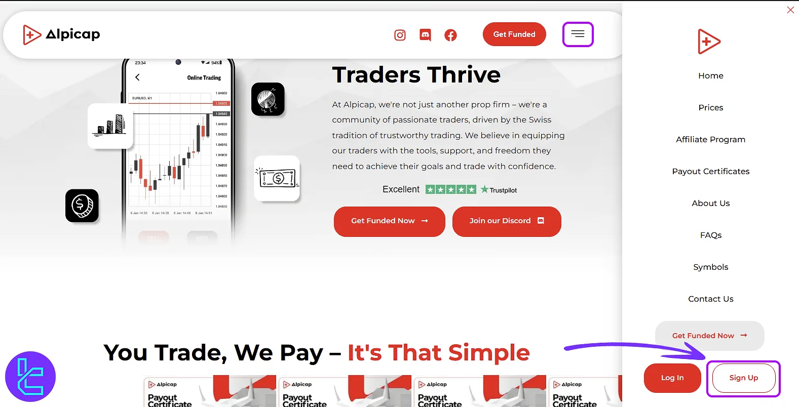 ALPICAP sign-up section