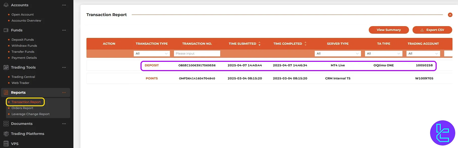 Check OQtima TRC20 transaction