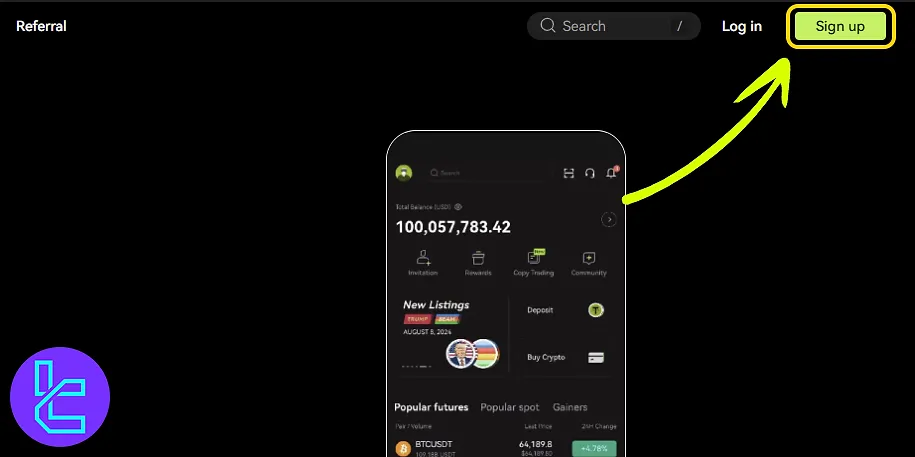 Bitunix sign up button