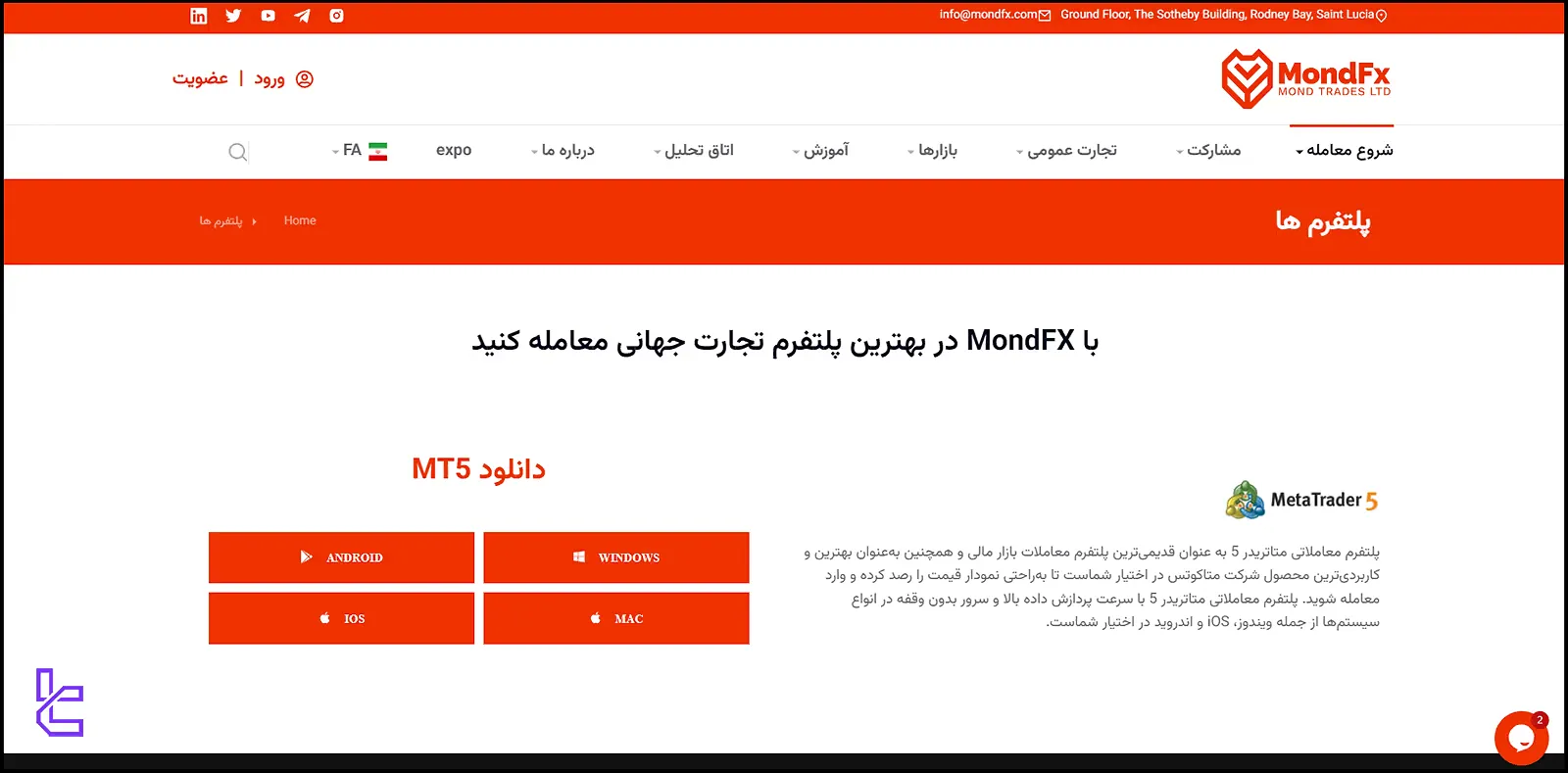 پلتفرم‌های معاملاتی موند اف ایکس