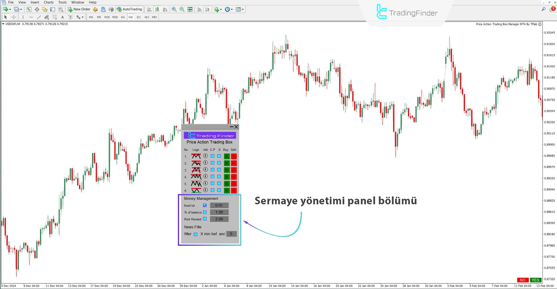 Price Action Ticaret Kutu Yöneticisi Expert panelinin ikinci bölümü