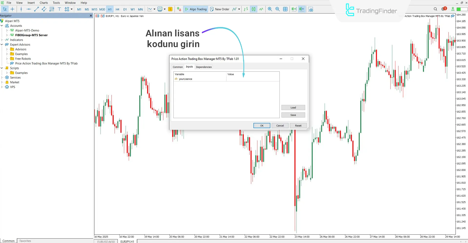 Price Action İşlem Yönetim Expert’ini çalıştırma