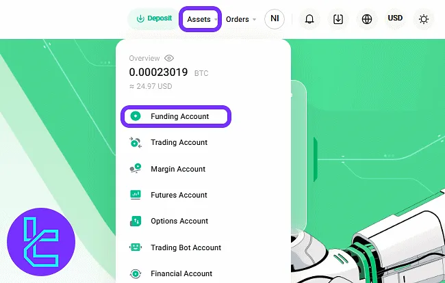 Accessing KuCoin Funding Account option for ERC20 payout process