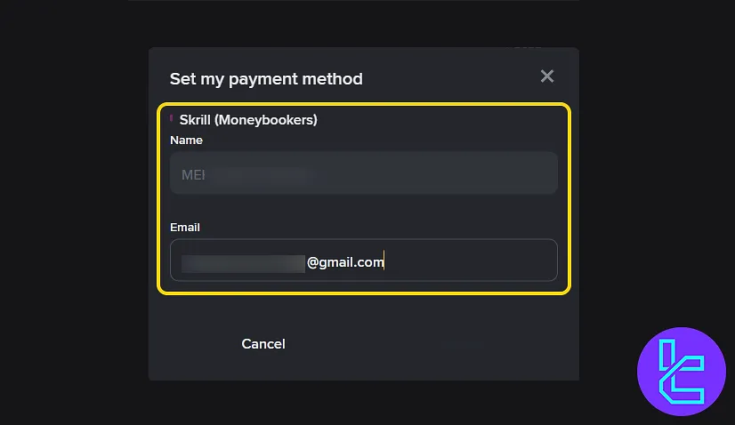 Input Binance Skrill cash out account
