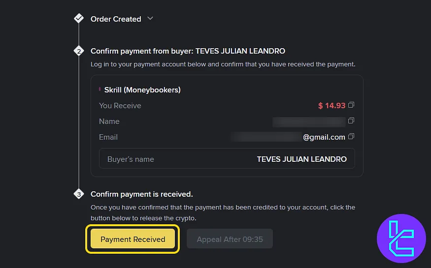 Binance Skrill payout verification step