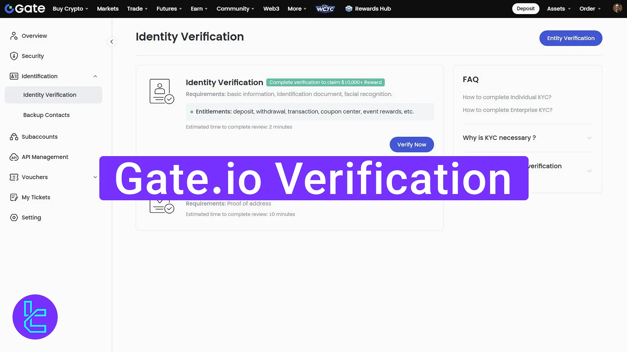 Gate.io KYC identity approval Steps
