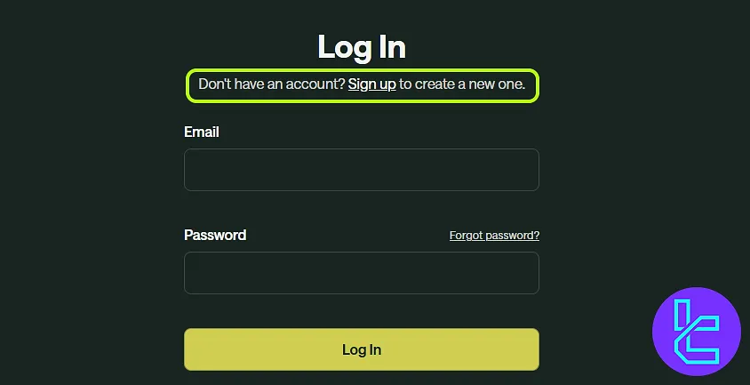 ForTraders sign up page
