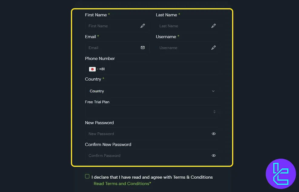 Trading Cult signup form