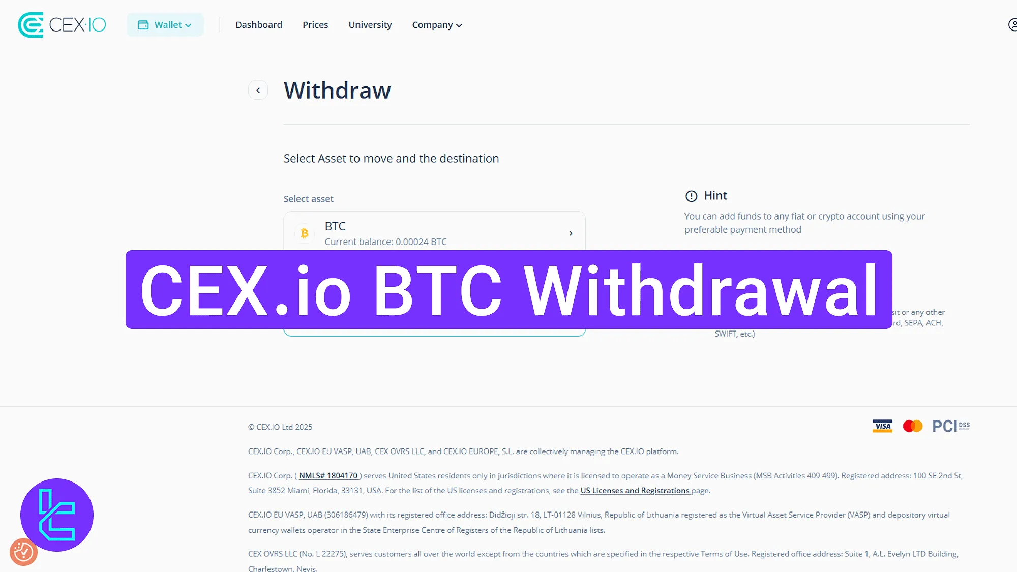 CEX.io BTC cash-out process explained