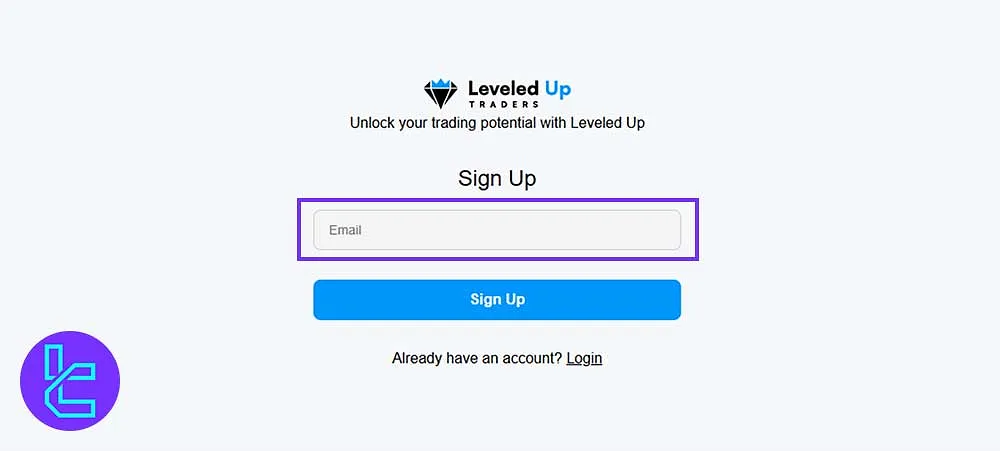 Providing email to register in Leveled Up Society