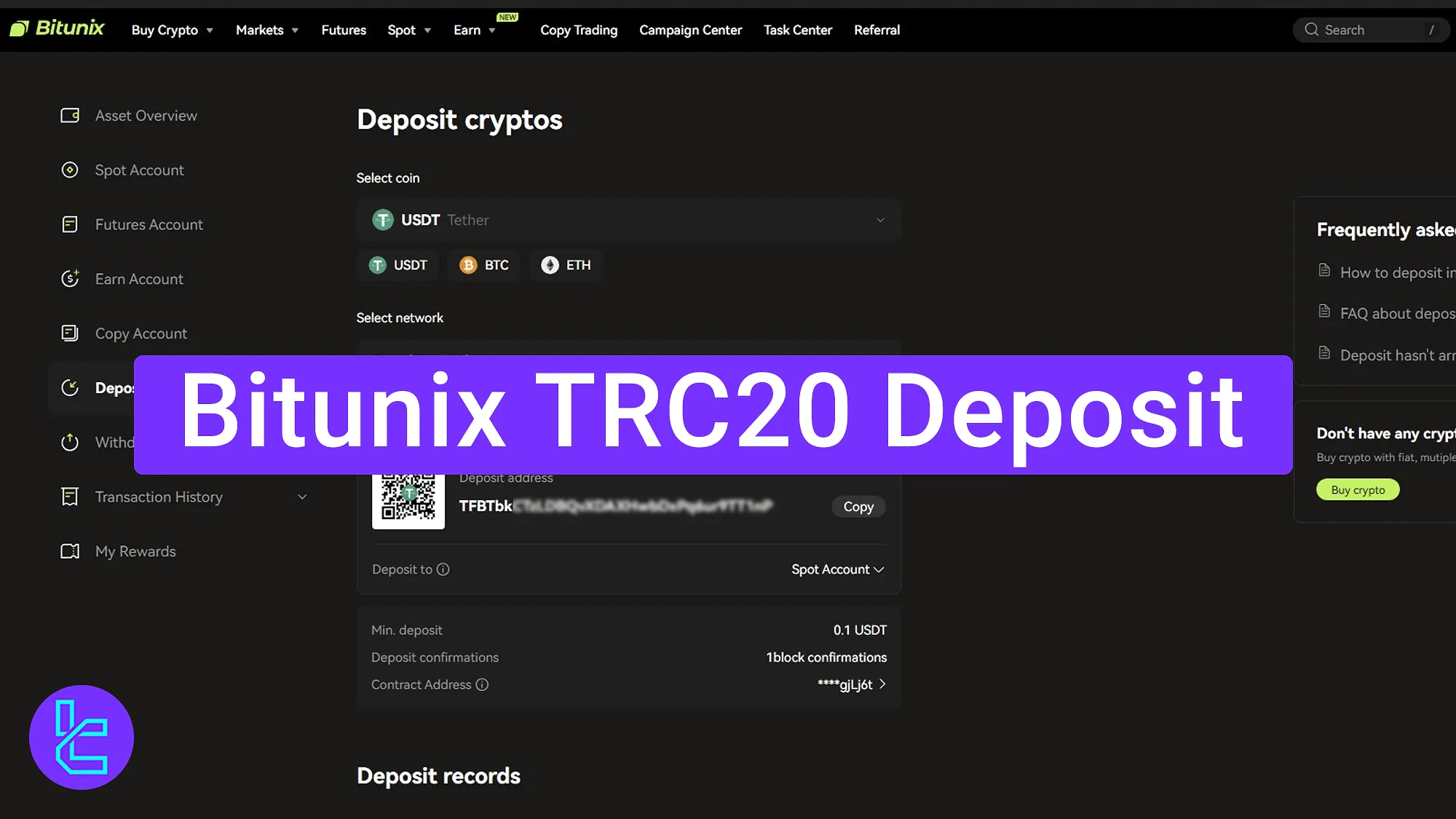 Bitunix TRC20 cash in process