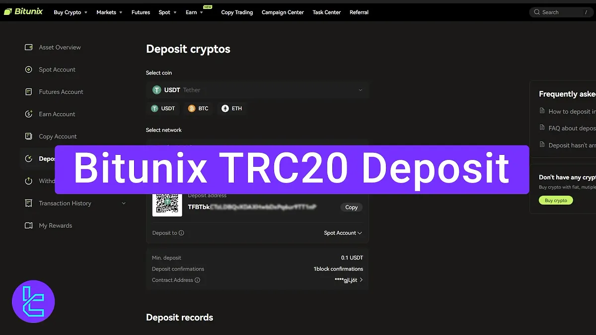 Bitunix TRC20 Deposit 2025 [Minimum Funding Amount 0.1 USDT]