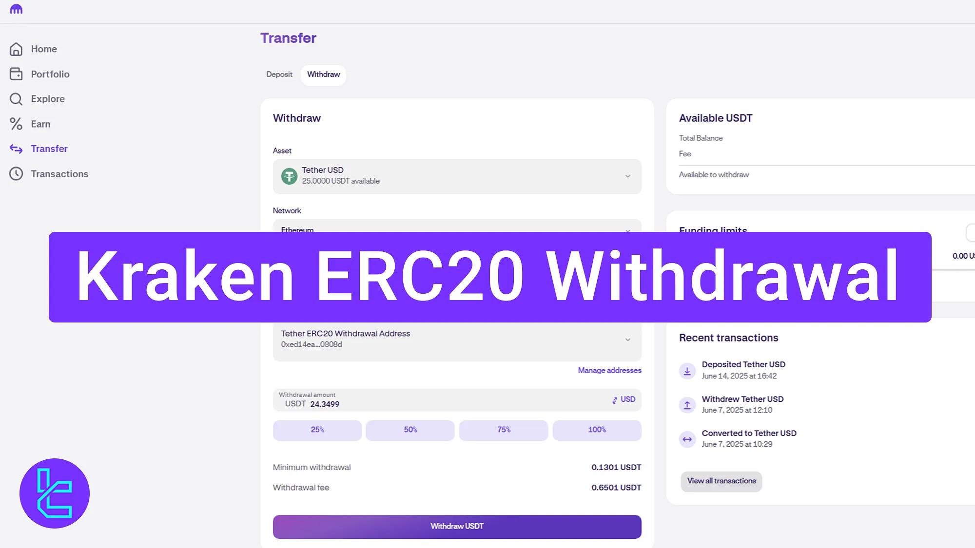 Kraken ERC20 payout process