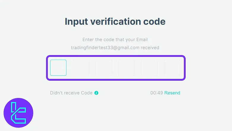 Zoomex email verification screen for dashboard entry after signing up