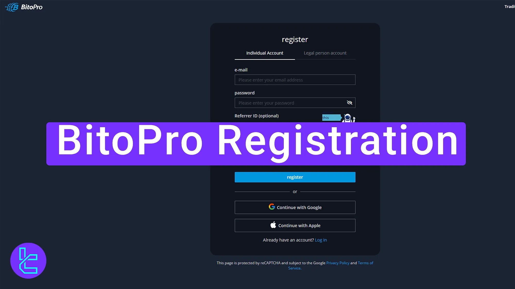 the 4-step BitoPro signup process