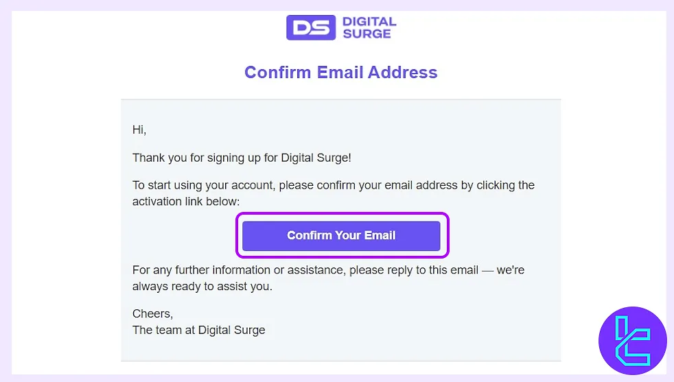 Digital Surge account setup email verification