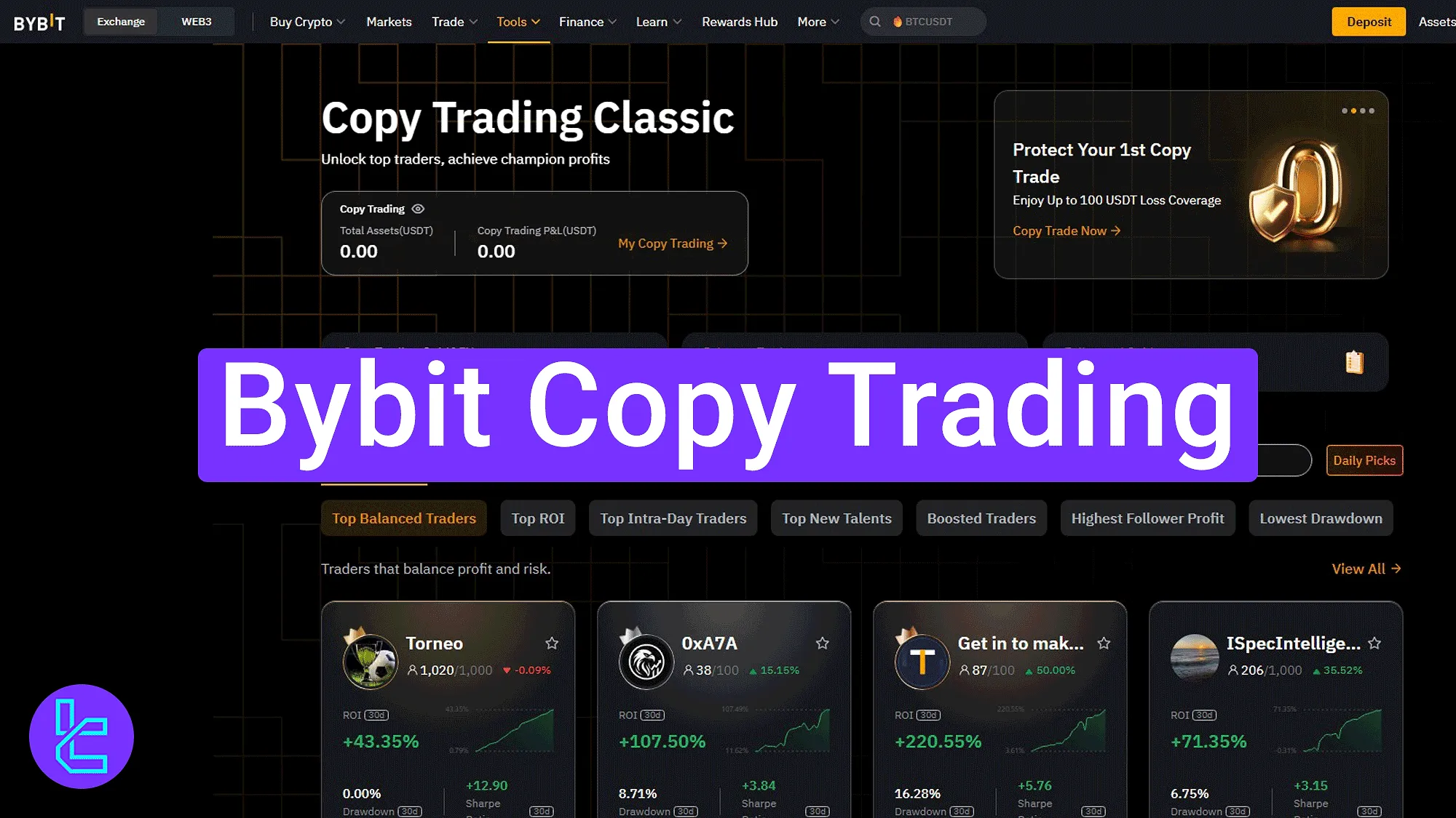Bybit dashboard view of the social trading homepage
