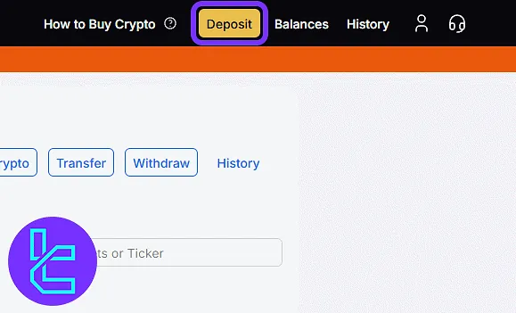 WhiteBIT dashboard with the top-up button access