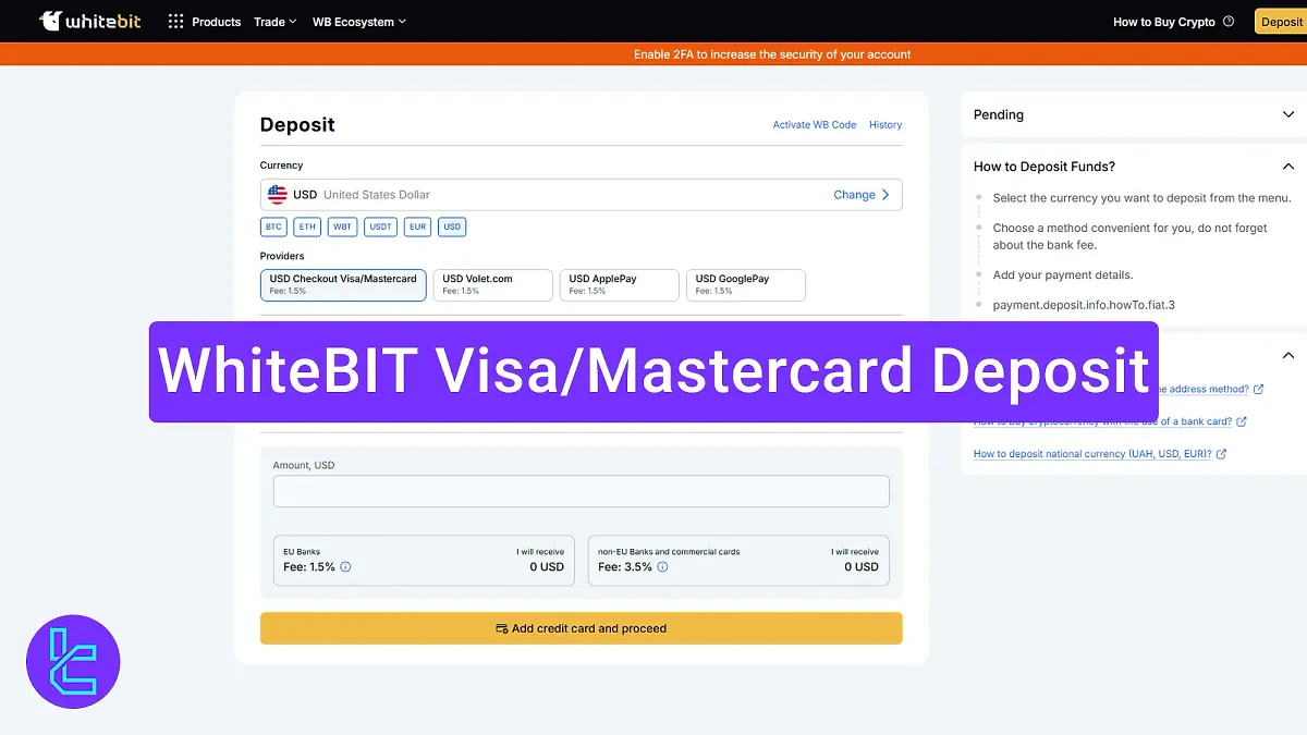WhiteBIT Visa/Mastercard Deposit 2025 [1.5% to 3.5% Processing Fee]