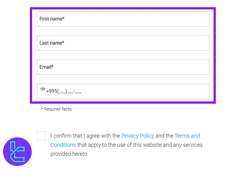 Just2Trade initial sign up