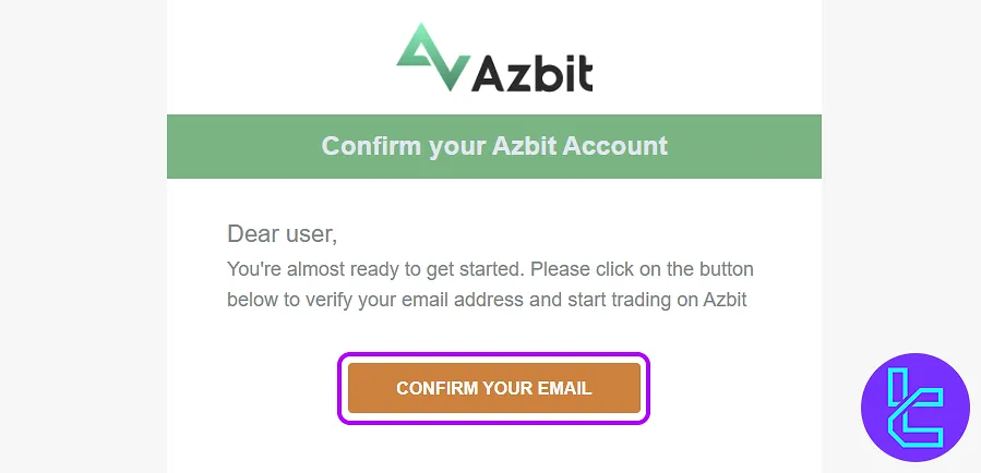 Email verification step for Azbit signup
