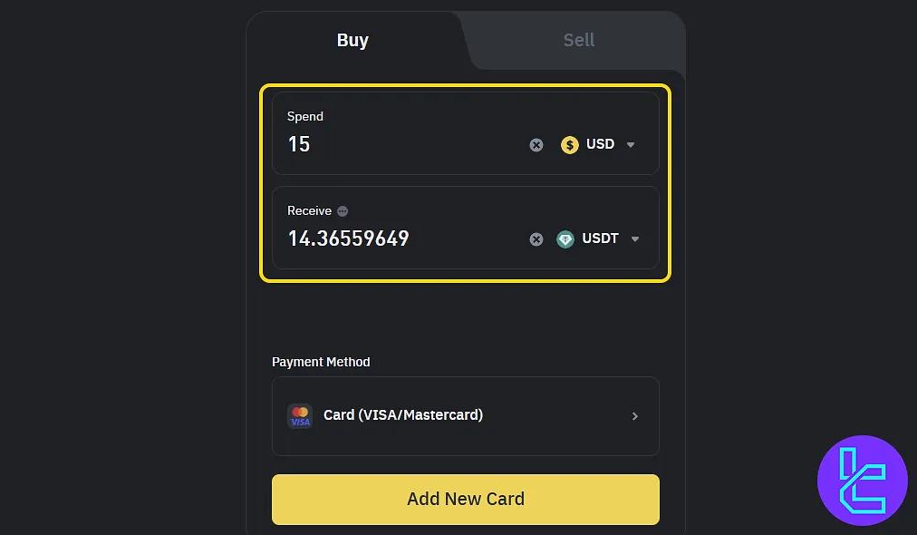 Binance visa funding setup