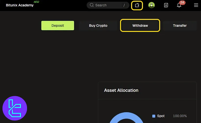 Wallet section for Bitunix TRC20 payout
