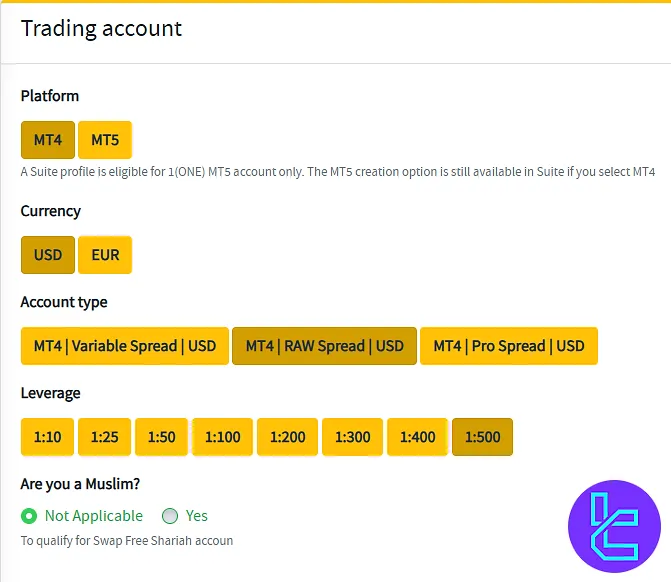 Fullerton Markets Trading Account Settings
