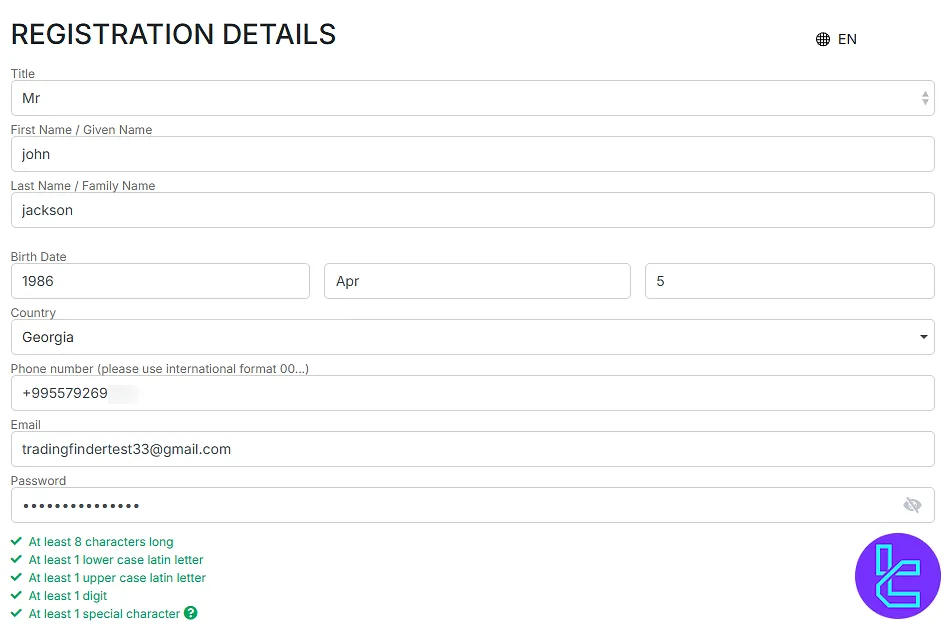 Key to Markets sign up form