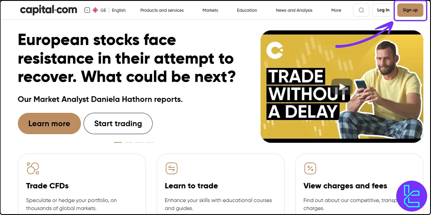 Capital.com main website page