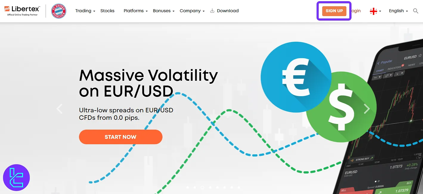 Libertex sign up button