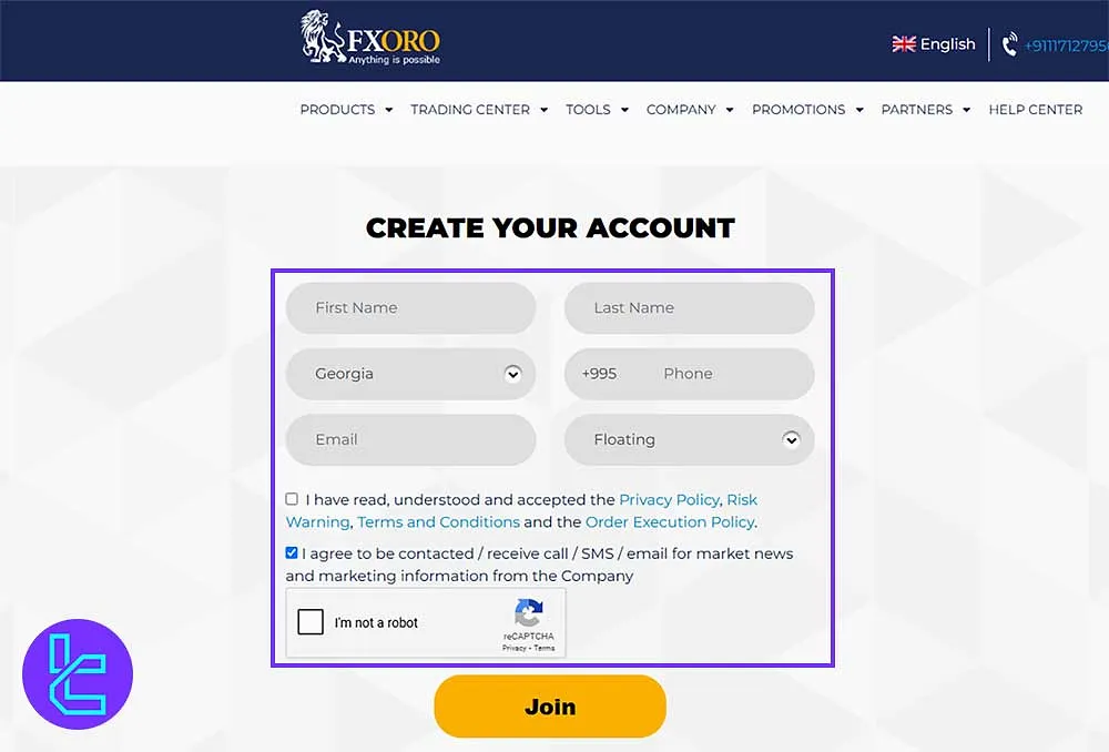 FXoro Registration