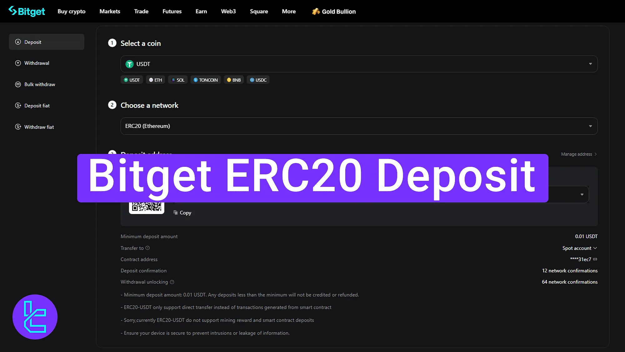 Bitget USDT ERC20 Deposit 2025 [3-Step Procedure, 0.01 USDT Minimum]