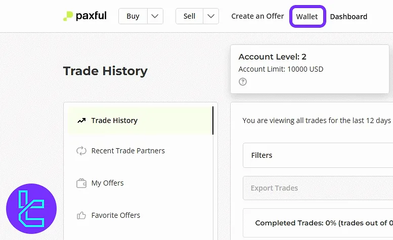 Paxful Wallet menu for USDT TRC20 funding section
