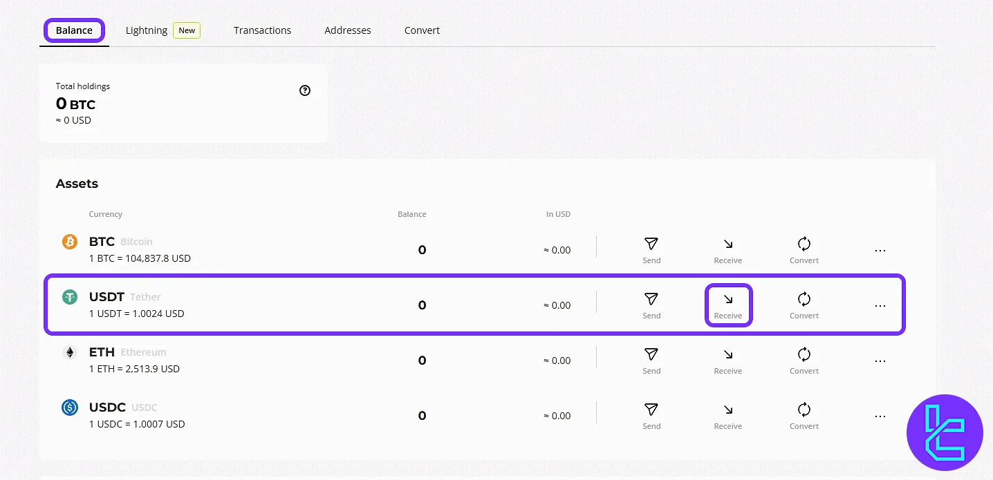 Paxful funding via the USDT TRC20 method