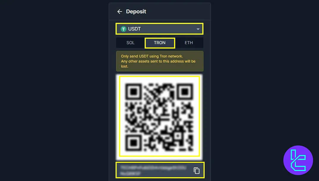 BitMEX USDT TRC20 funding page