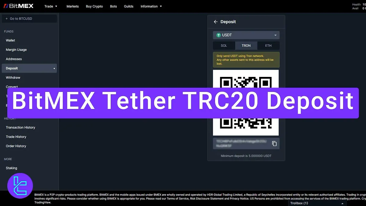 BitMEX Tether TRC20 Deposit - Minimum $5 [3 Steps] 2025