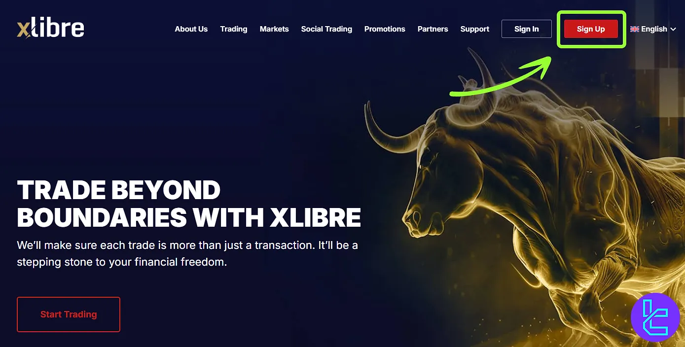 XLibre sign-up button