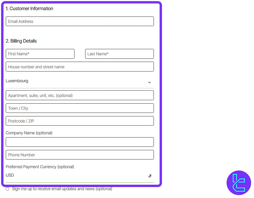 Blueberry Funded billing form