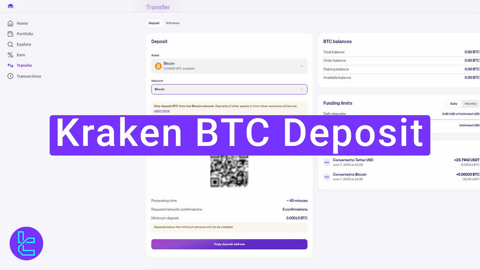 Kraken BTC deposit